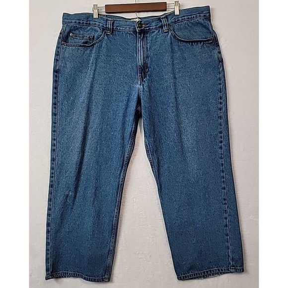 Blue Mountain Medium Wash Relaxed Straight Denim Mens Blue Jeans 44 x 30 - Picture 1 of 16